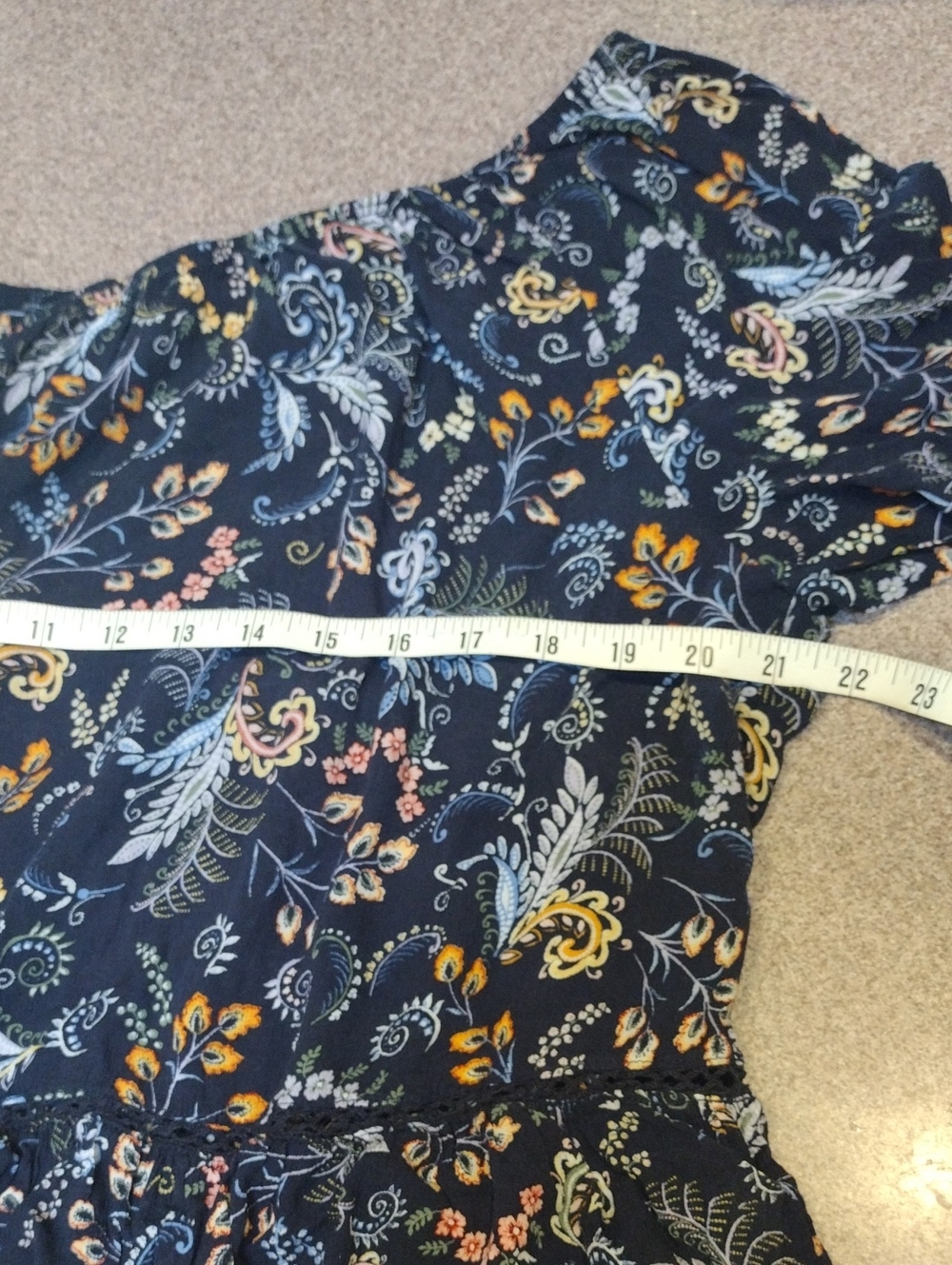 Democracy Navy Floral Smocked Peasant Blouse - Picture 4 of 8